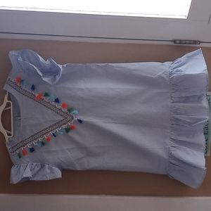 White and blue lines dress